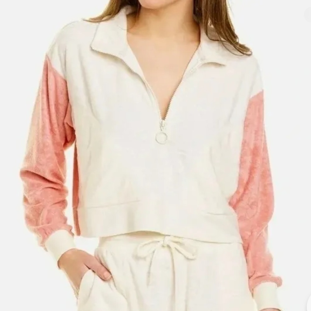 NWT L’Space Best life terry crop 1/4 zip